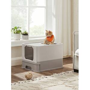 Covered Cat Litter Box with Slide-Out Tray