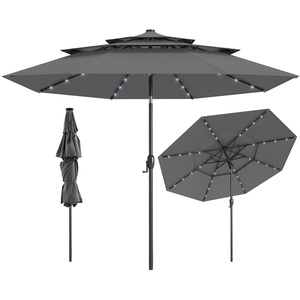 297 cm Solar Patio Umbrella with 32 LED Lights