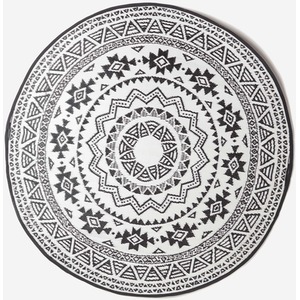 Homescapes Outdoor Rug Waterproof Reversible, 180cm Round, Black and White Motif