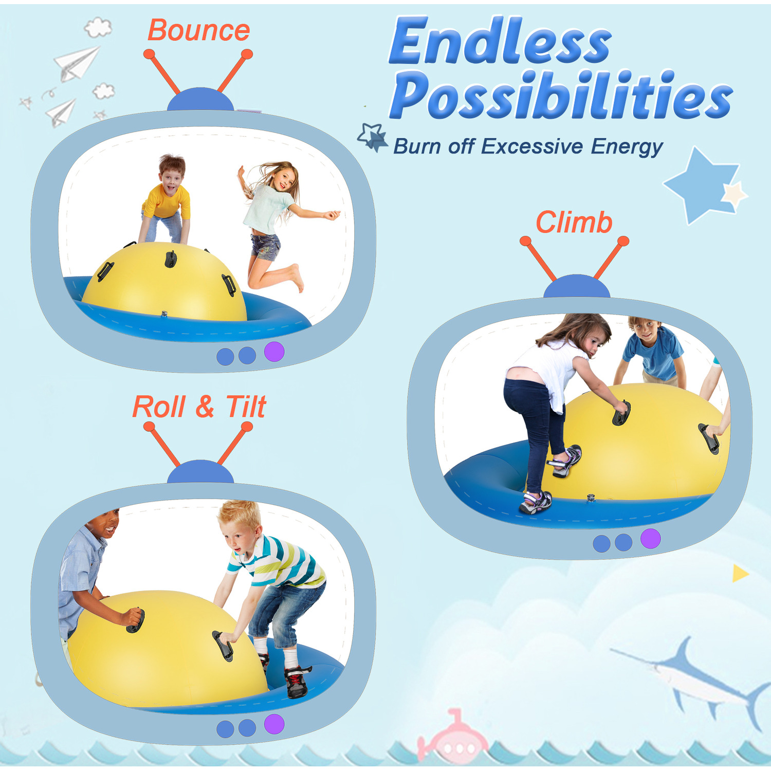 Kids Inflatable Dome Rocker Bouncer