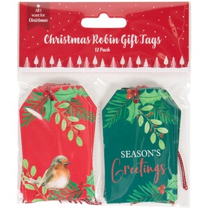 Pack of 12 Christmas Robin Gift Tags