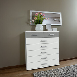 Click White and Grey 5+2 Chest of Drawers