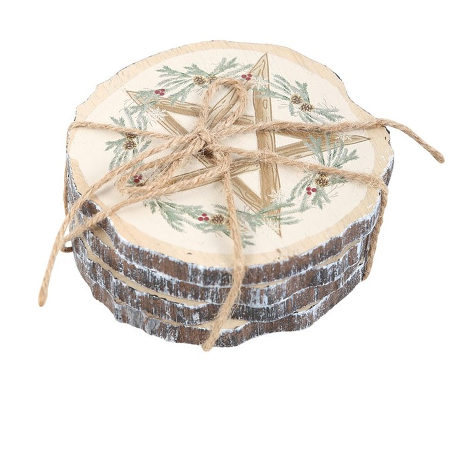 Image of Winter Solstice Rustic Wood Slice Coaster&hellip;