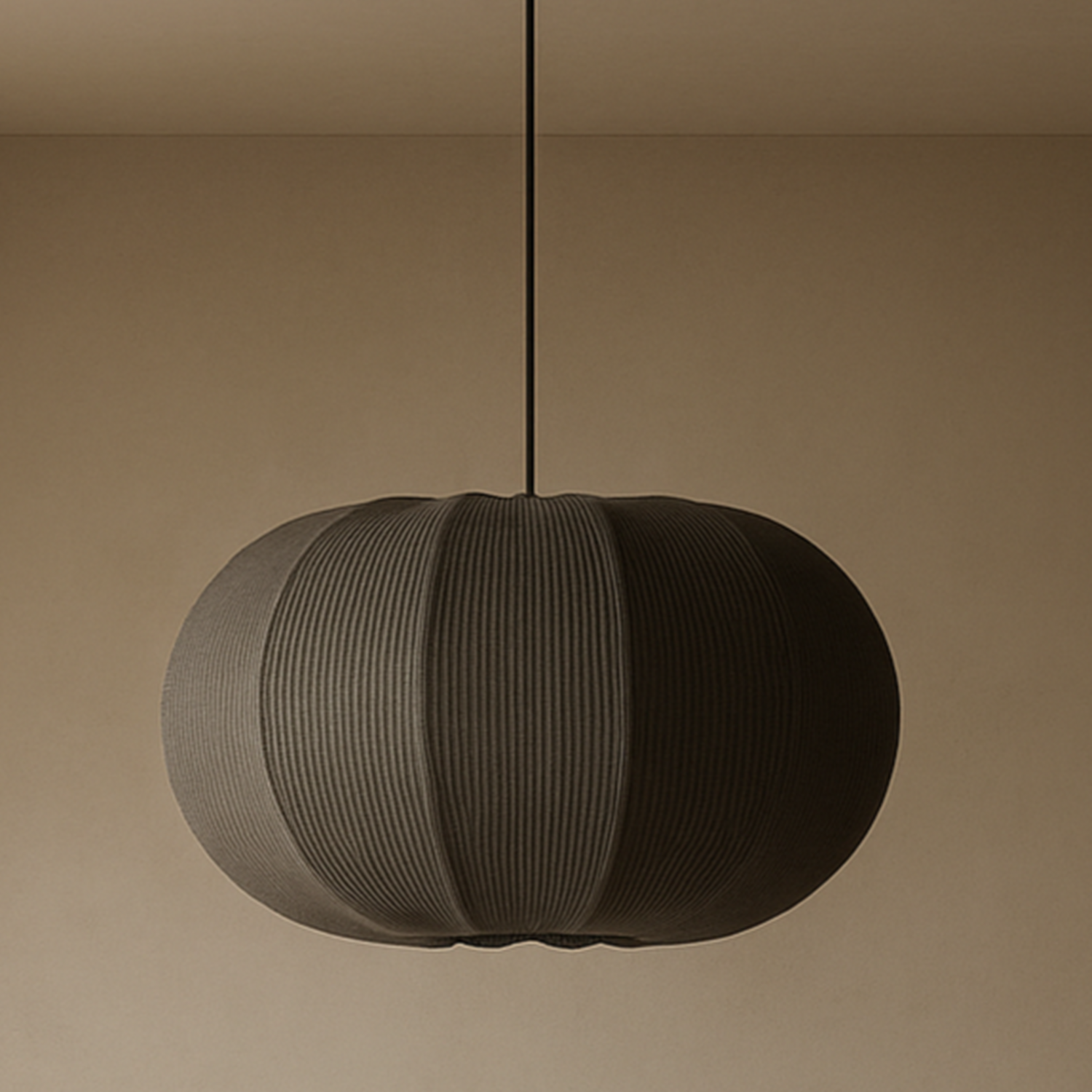 Cgc Lila Grey Oval Stretch Ribbed Cotton Fabric Lampshade - Grey