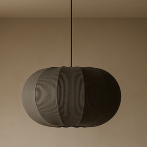 CGC LILA Grey Oval Stretch Ribbed Cotton Fabric Lampshade