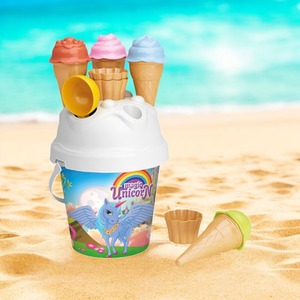 Kids Beach Sand Toy Set with Ice Cream Cones Bucket and Spade