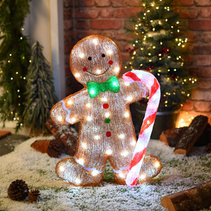 Acrylic Candy Cane Gingerbread Decoration