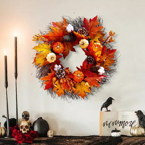 Halloween Fall Wreath with Pinecones and Berries