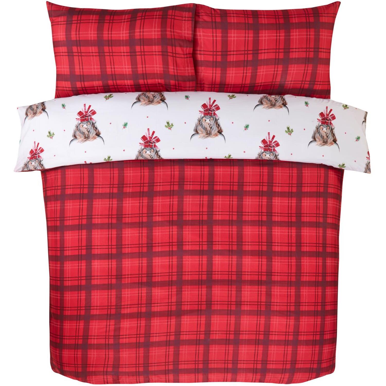 Fergus Highland Cow Duvet Cover Set - White Double
