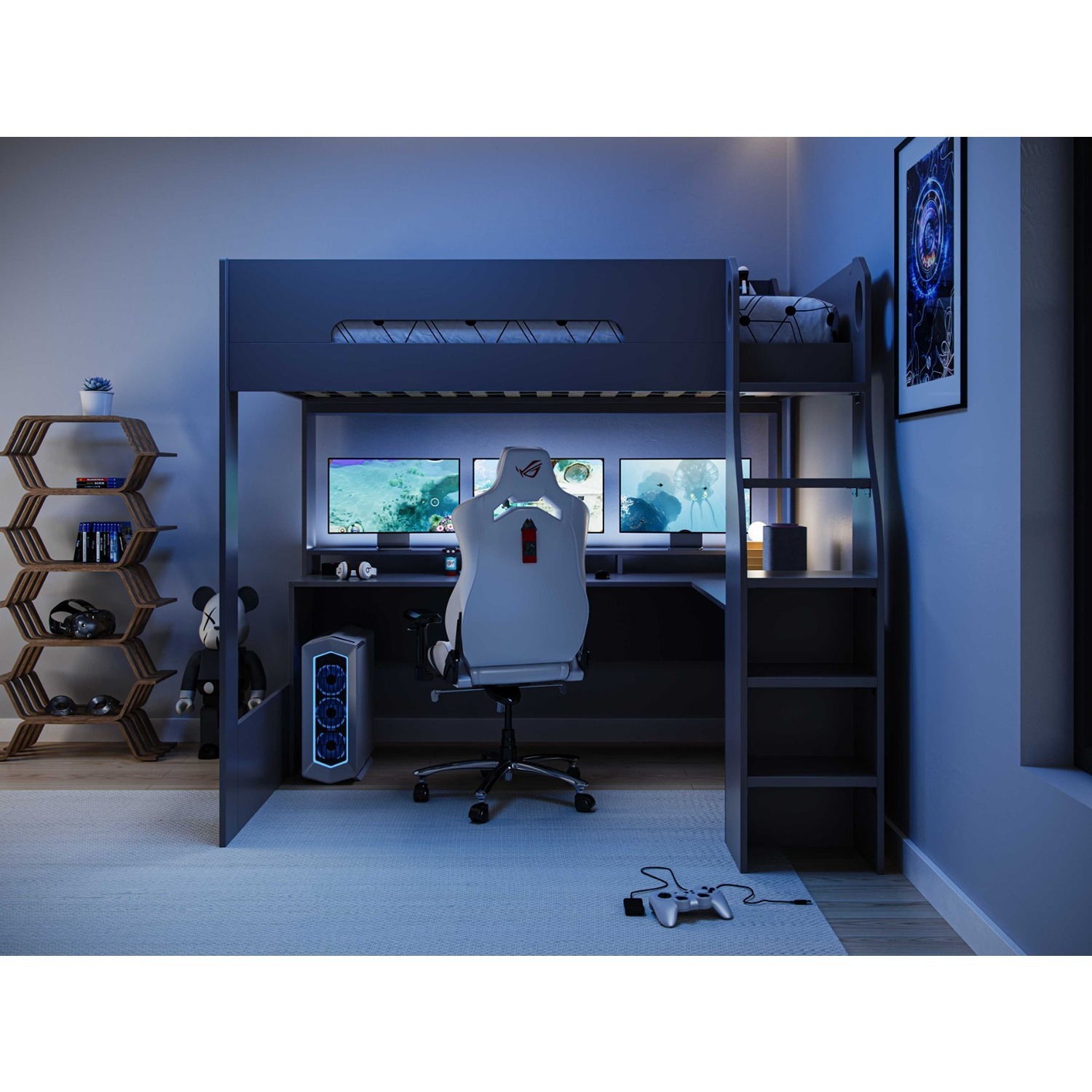 Skyhigh Small Double Gaming High Sleeper Anthracite - Grey