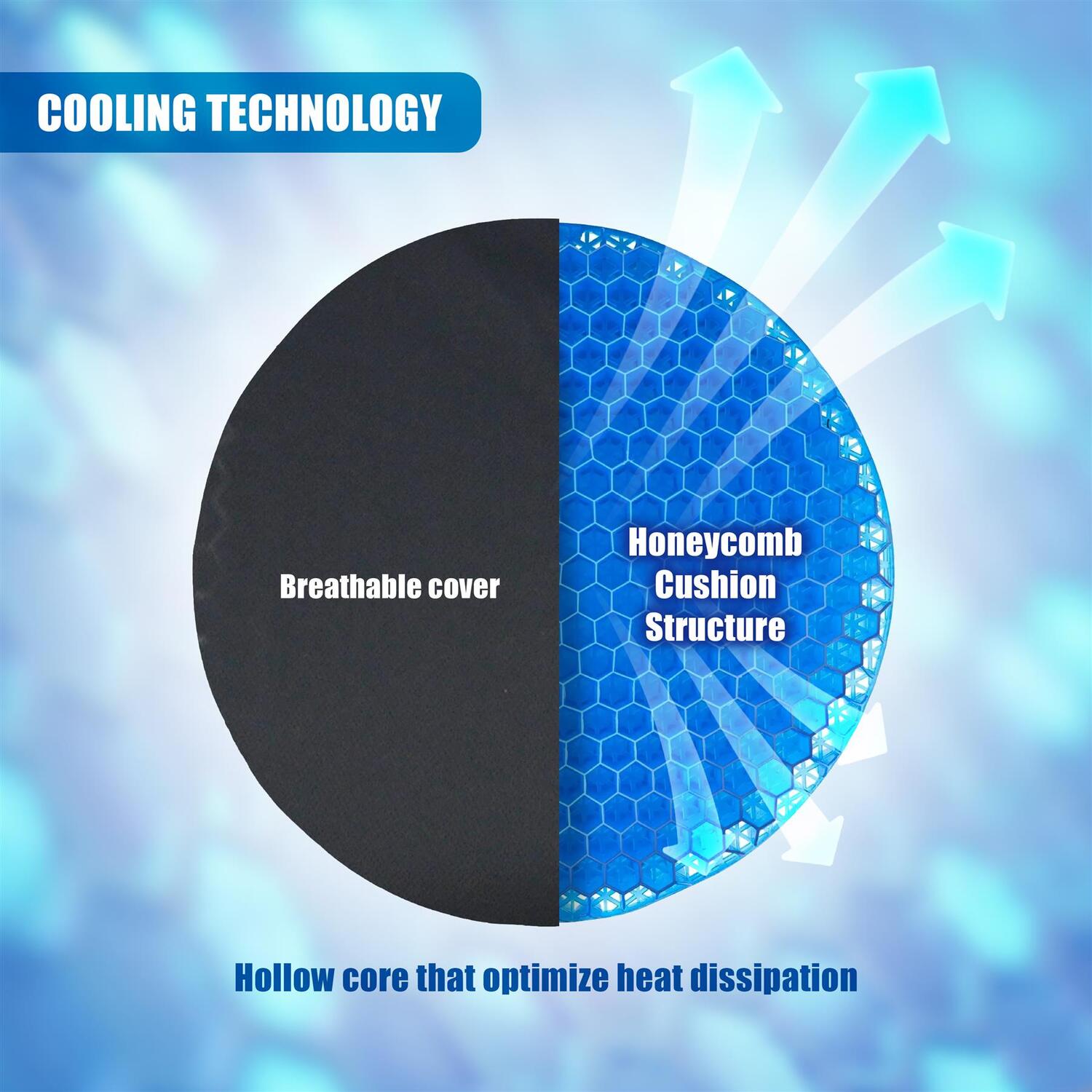 Round Honeycomb Gel Seat Cushion Orthopaedic Support - Blue