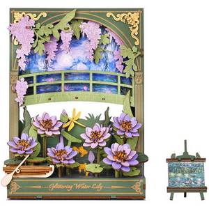 Glittering Water Lily, 3d Wooden Puzzle with LED Light Flower