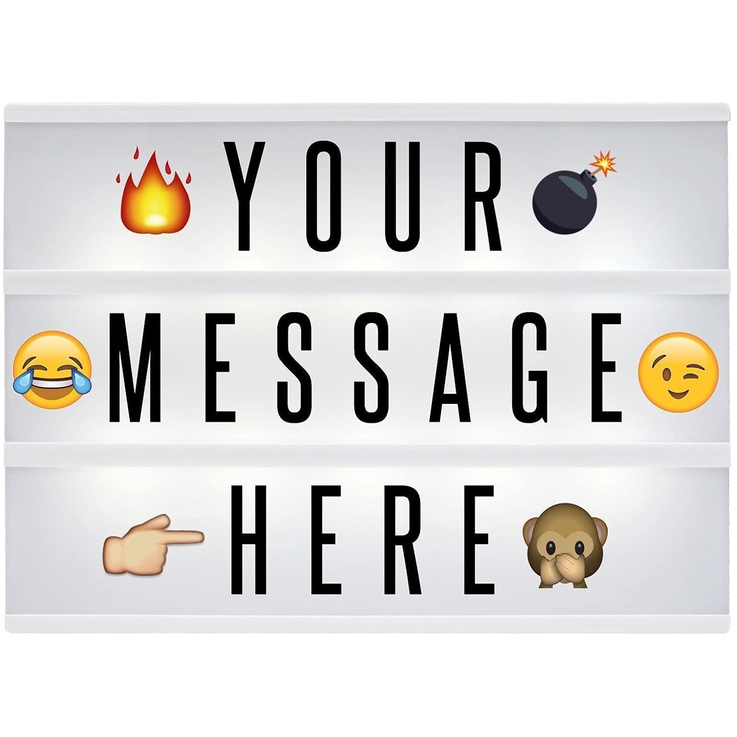 A4 Lightbox With 205 Letters Numbers And Emoji - White