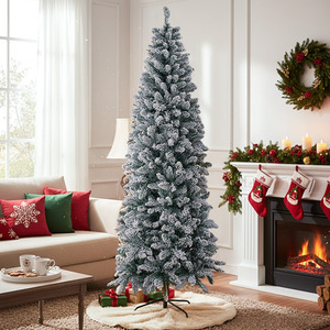 Lifeideas Slim Snow Flocked Christmas Tree with Metal Stand