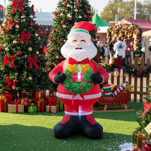Illuminated Inflatable Santa with Festive Wreath