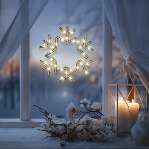 25CM 30L WW Led Hanging Snowflake 3xAA