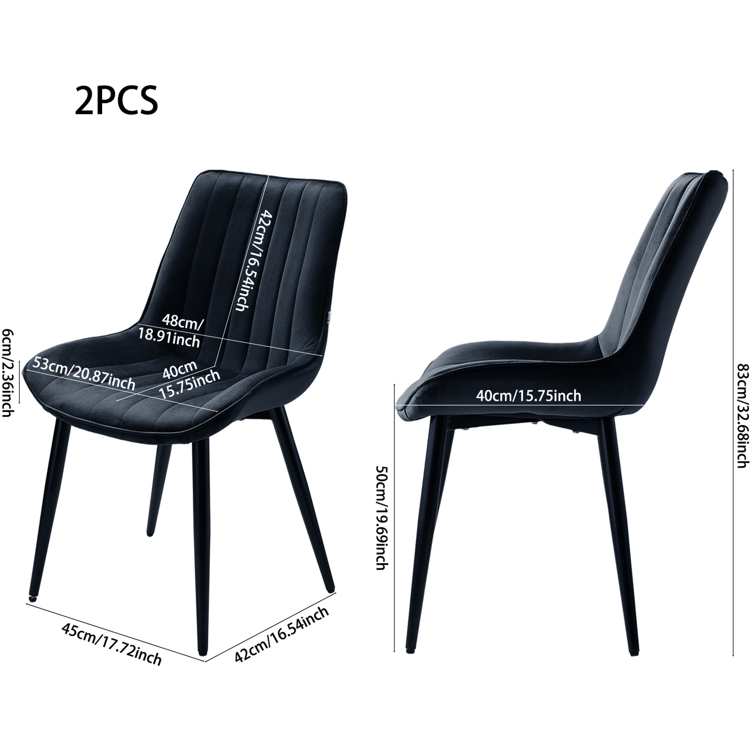 Set Of 2 Channel-tufted Upholstered Dining Chairs - Black