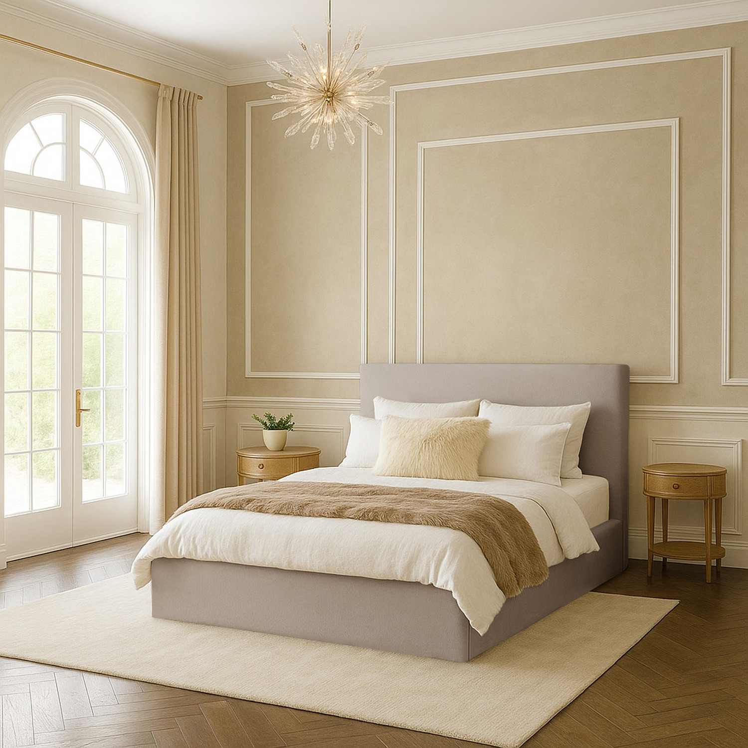 Plain Upholstered Bed Frame - Silver Small Double