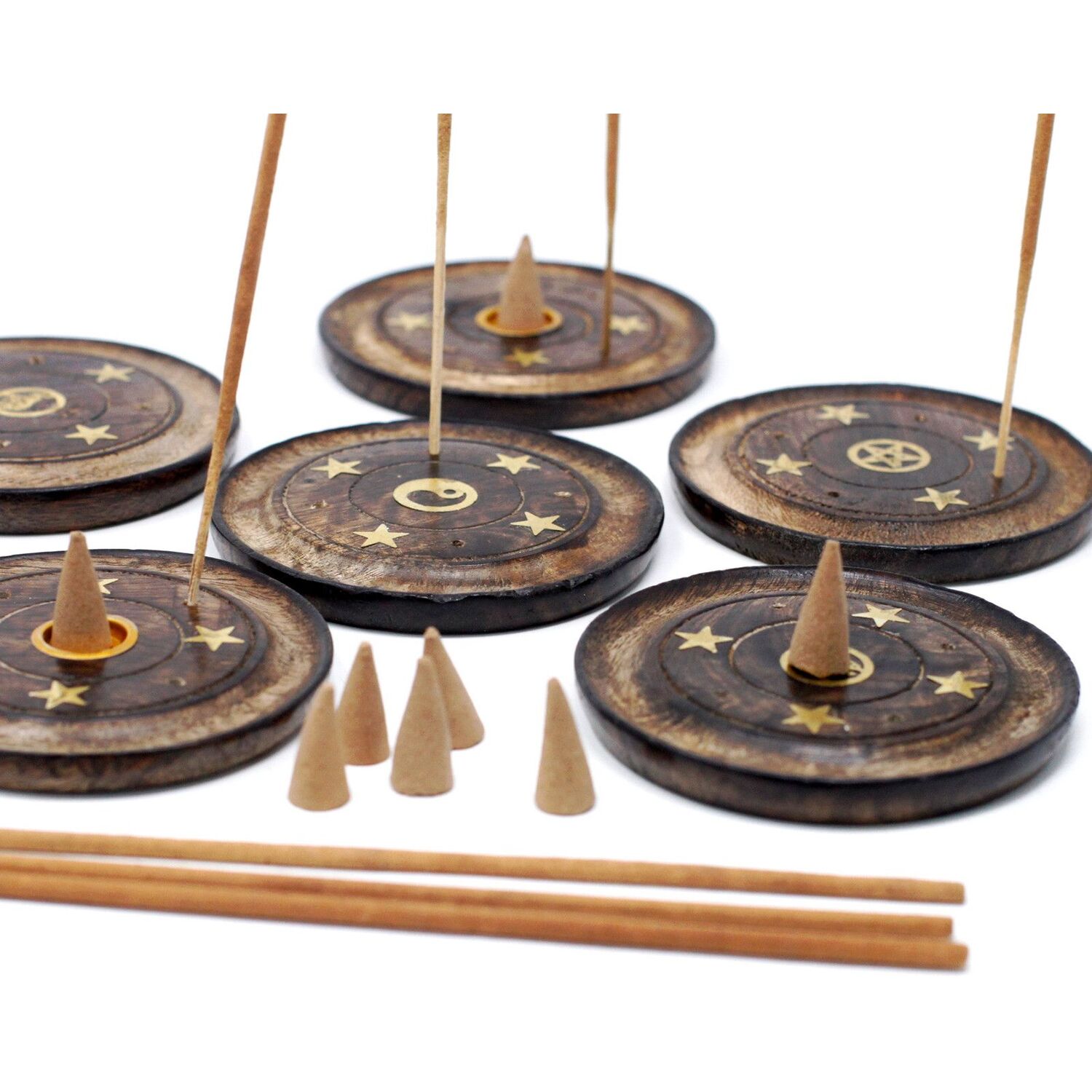 Mango Wood Disc 10cm (Cone Incense) - Brown