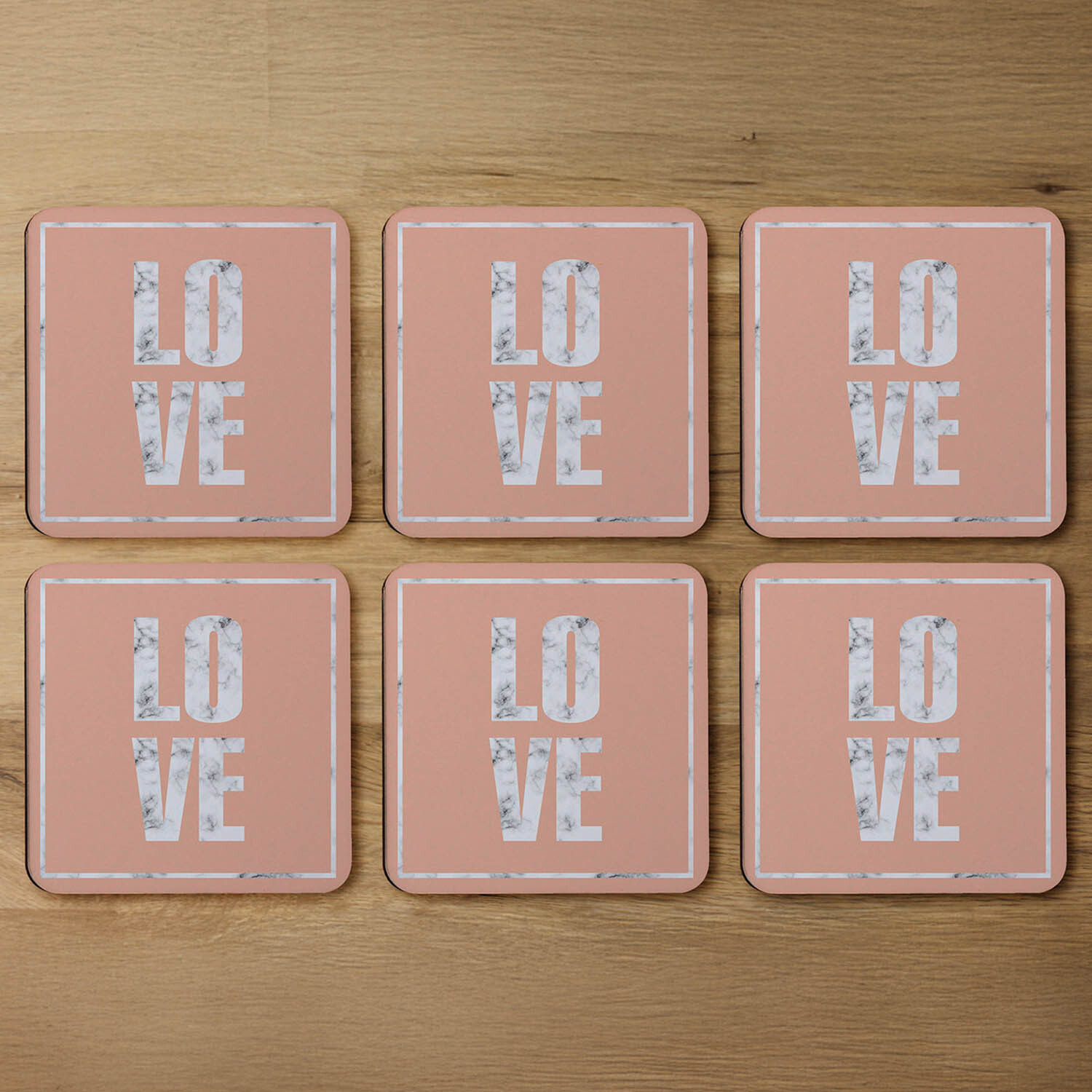 Image of Love Marble Coaster - Pink