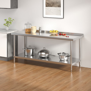 Darphe Commercial Stainless Steel Work Table with Backsplash