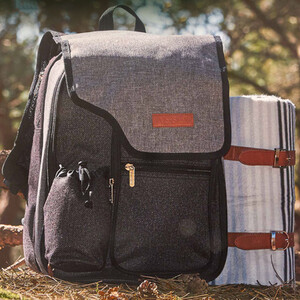 2 Person Grey Woven Picnic Backpack