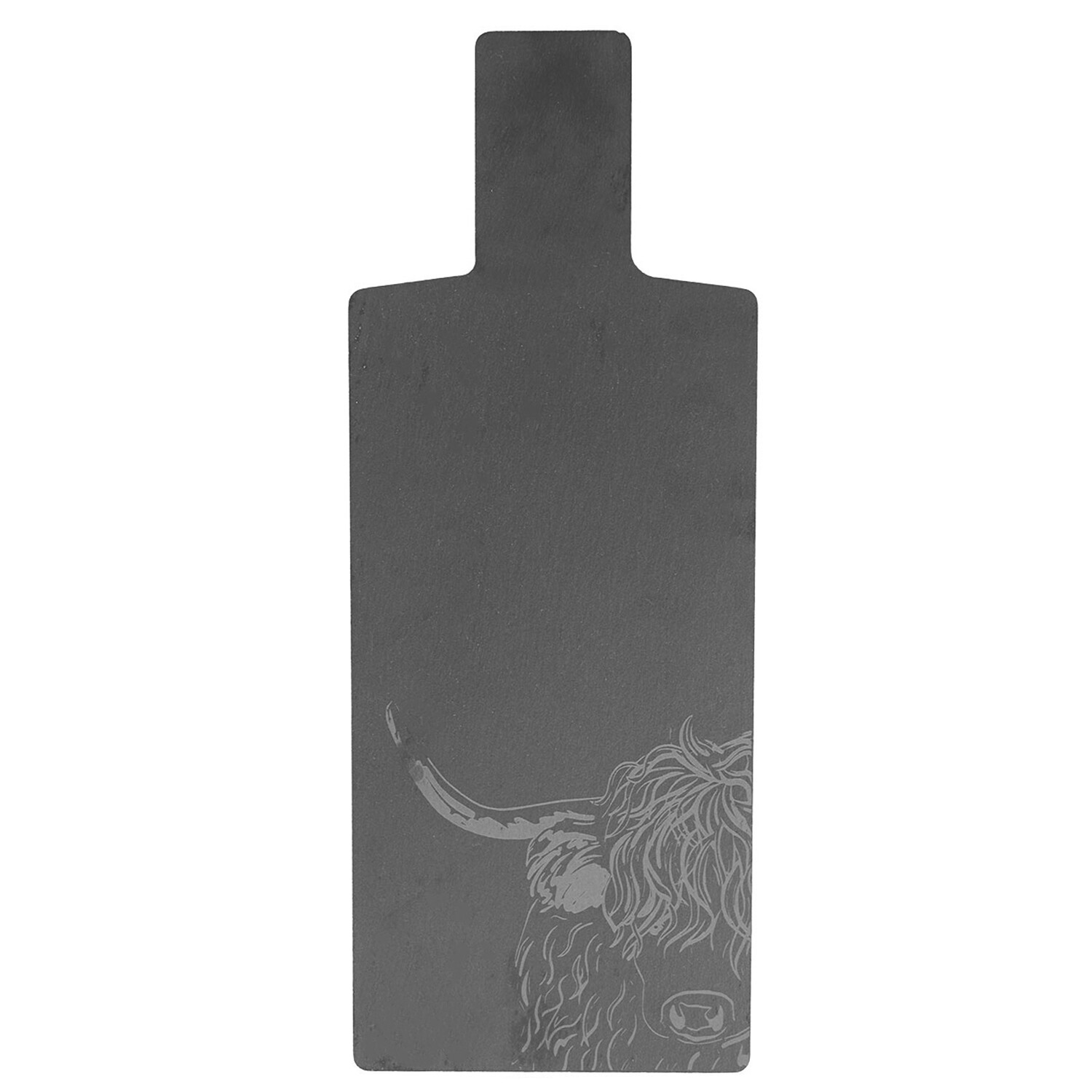 Highland Cow Slate Paddle Serving Board - Grey