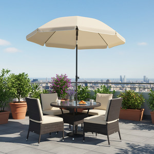 Outdoor Sun Umbrella, Adjustable Height Parasol with 30 Dual Tilt, UPF 50