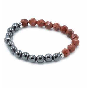 Faceted Red Jasper Gemstone Bracelet - Magnetic Beaded Jewelry