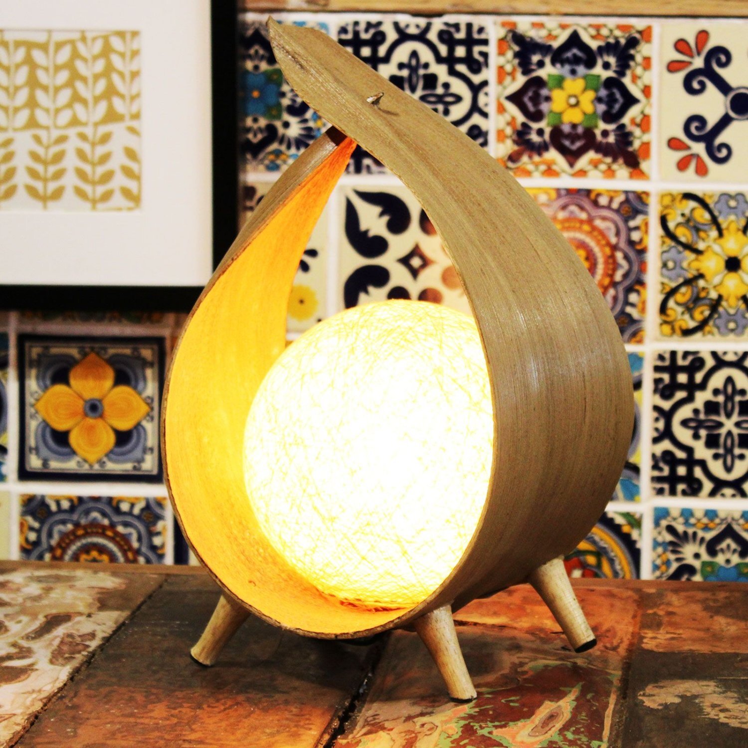 Image of Natural Coconut Loop Lamp Rustic Tropical&hellip;