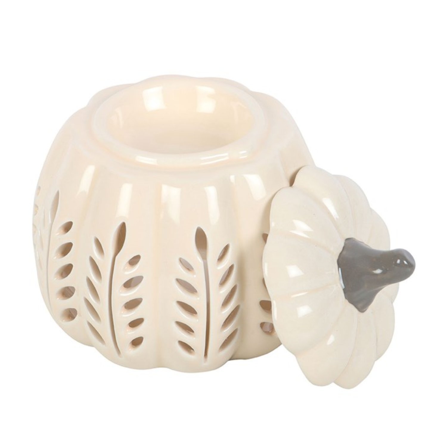 Cream Pumpkin Oil Burner Wax Warmer for Autumn Cozy Atmosphere - White