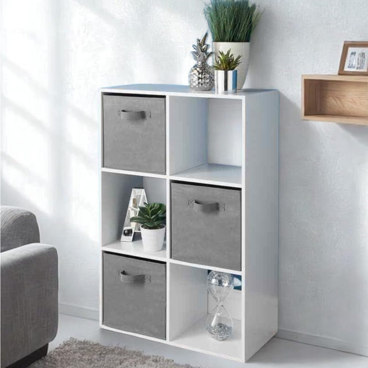 6 Cube 3 Basket Unit - White