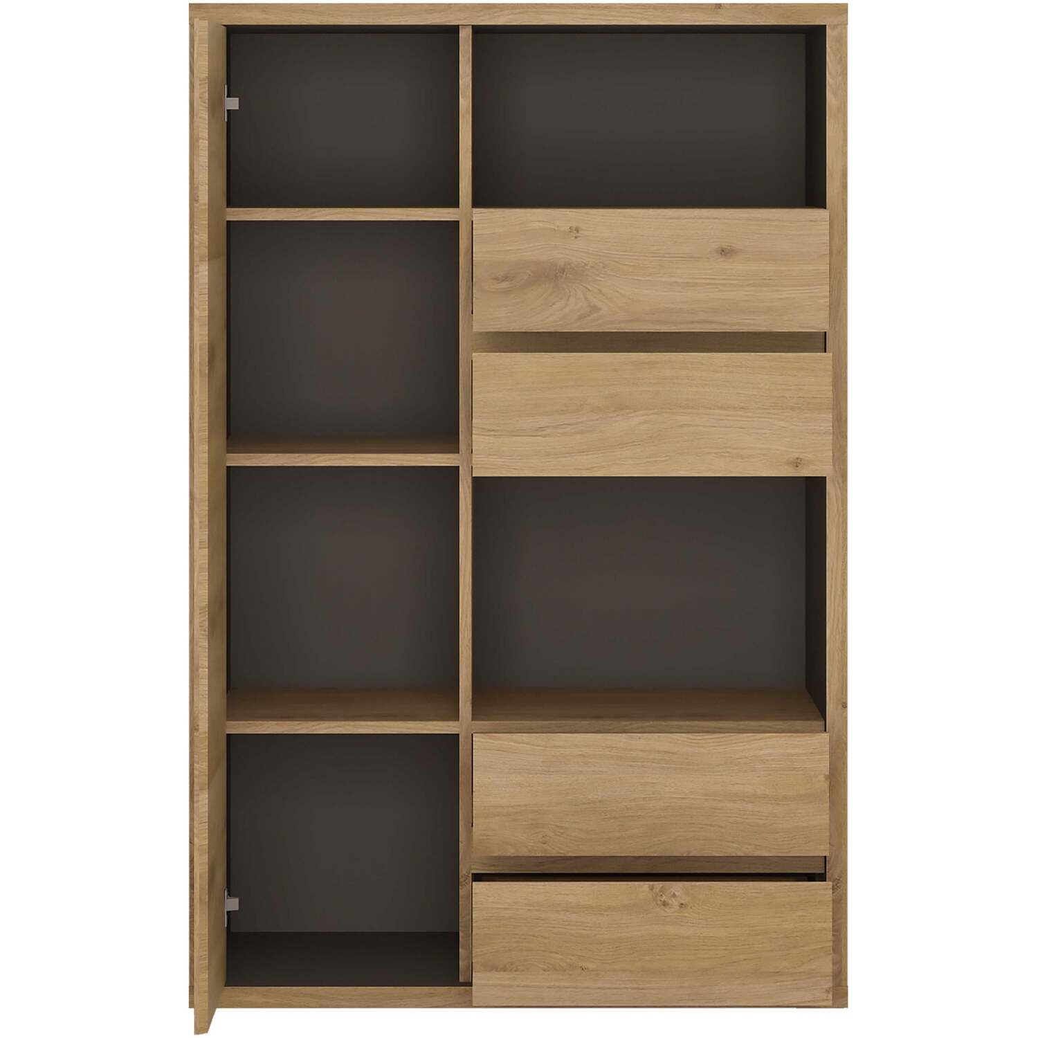 Wyld Haus Athens Natural Oak Effect 1-Door 4-Drawer Display Cabinet - Oak