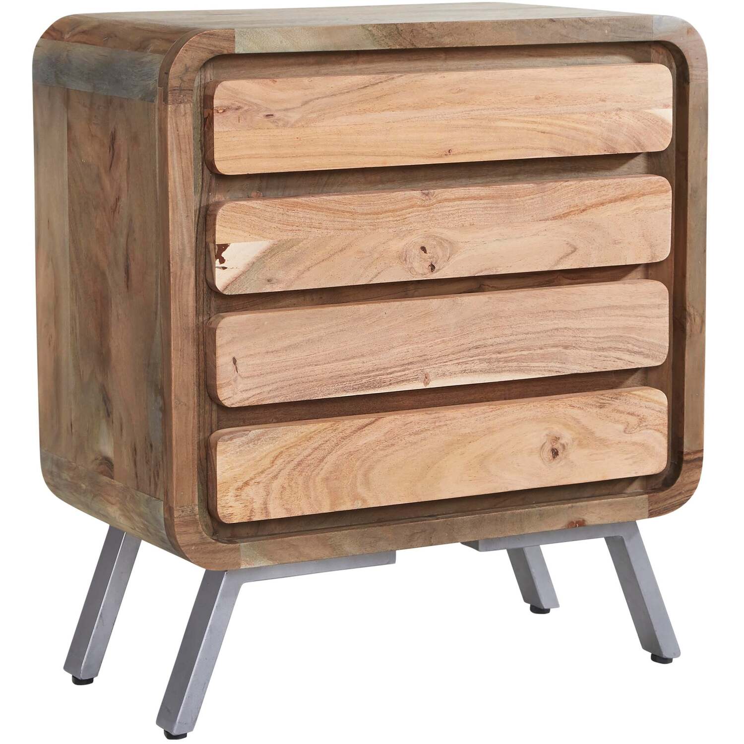 Los Angeles Reclaimed Wood & Metal 4-Drawer Wide Chest - Brown