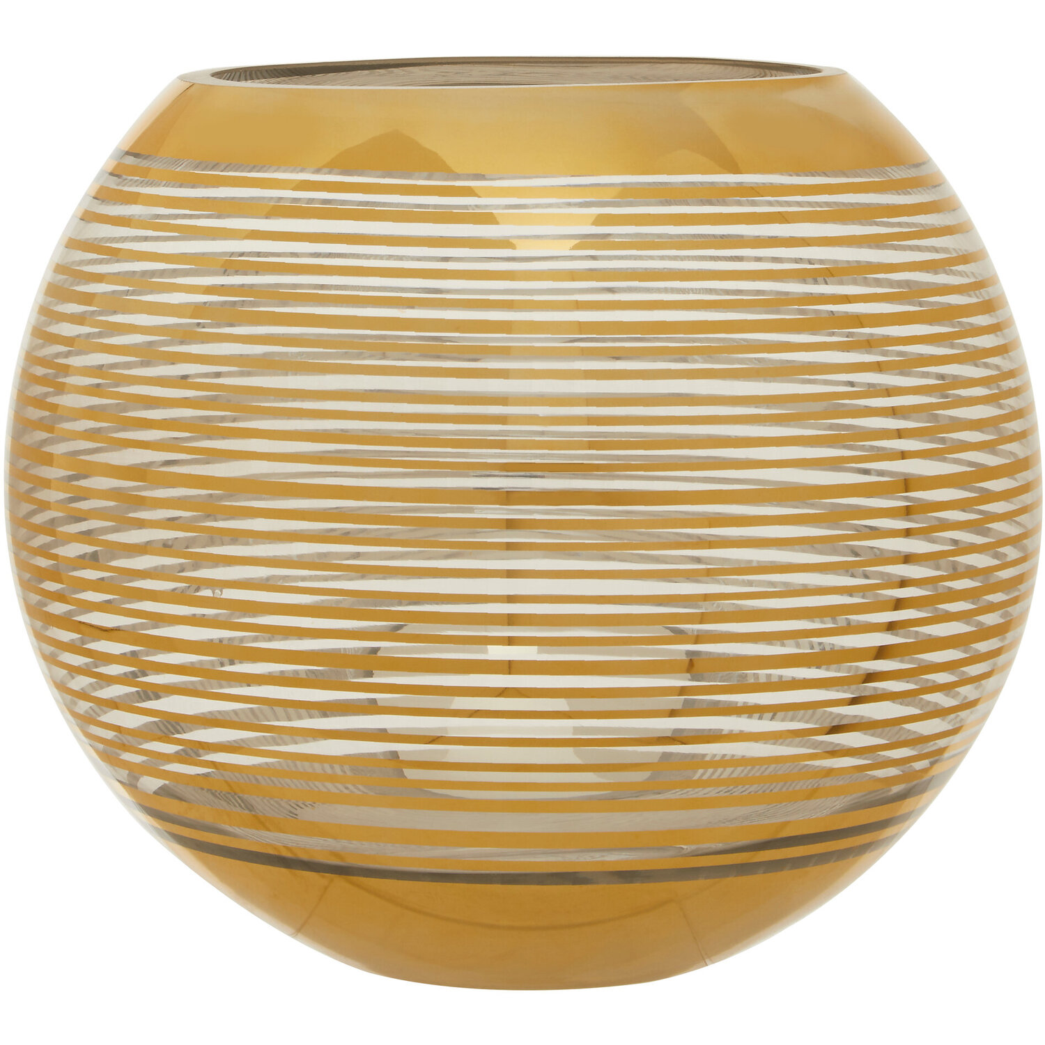 Interiors by PH Raya Large Rounded Stripe Vase, Gold