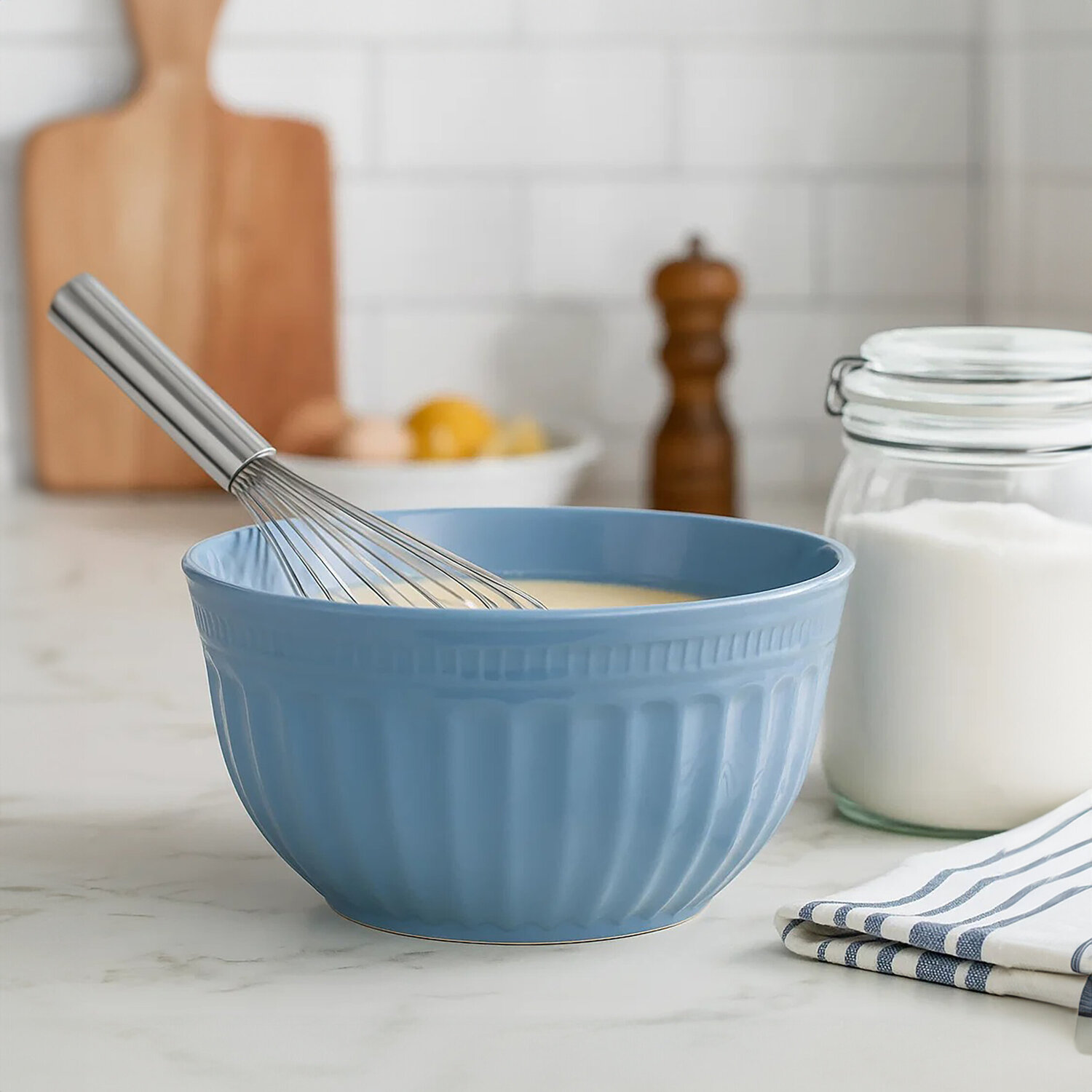 Alden Melamine Medium Blue Mixing Bowl - Blue