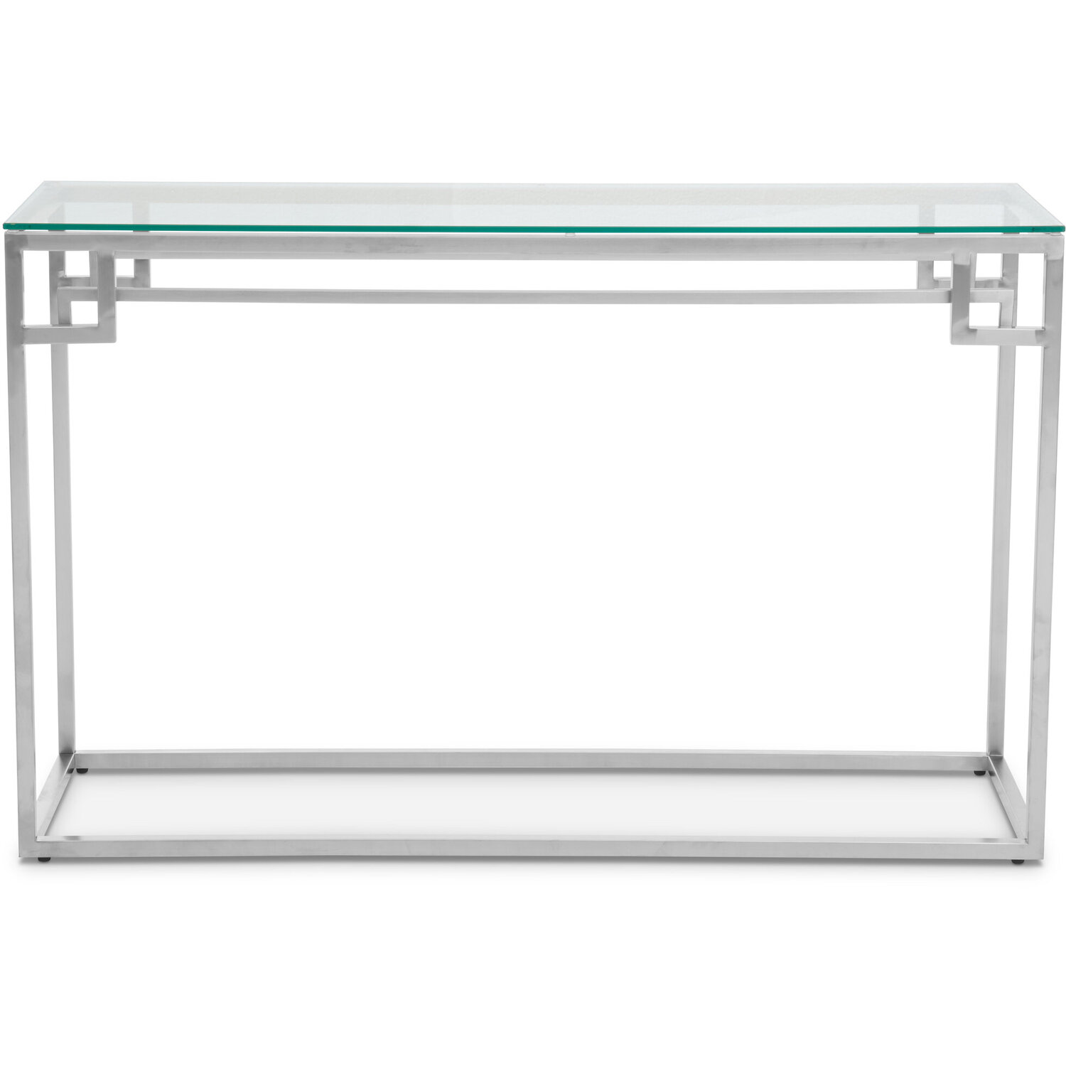 Allure Tempered Glass Silver Finish Console Table - Silver