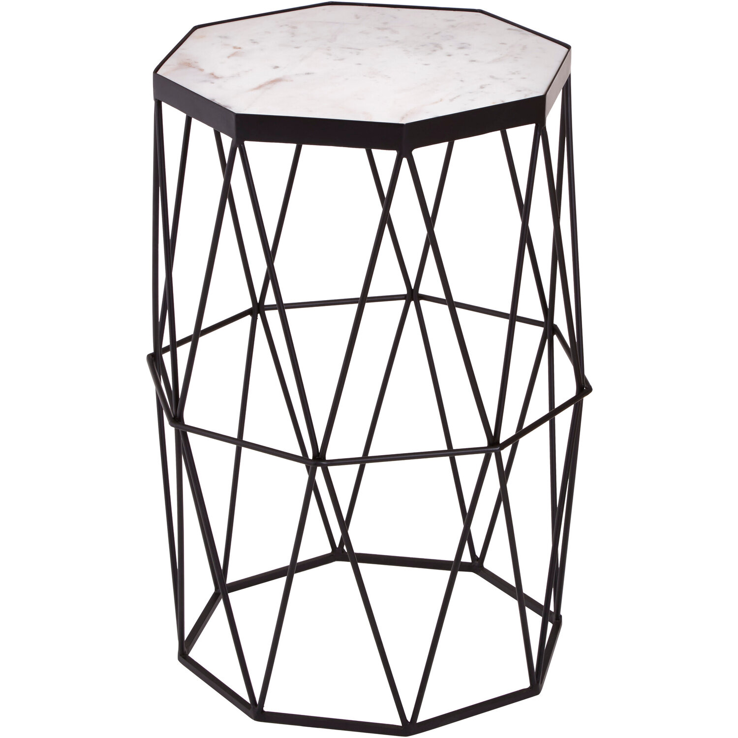 Shalimar Octagonal Black Finish Side Table - Black