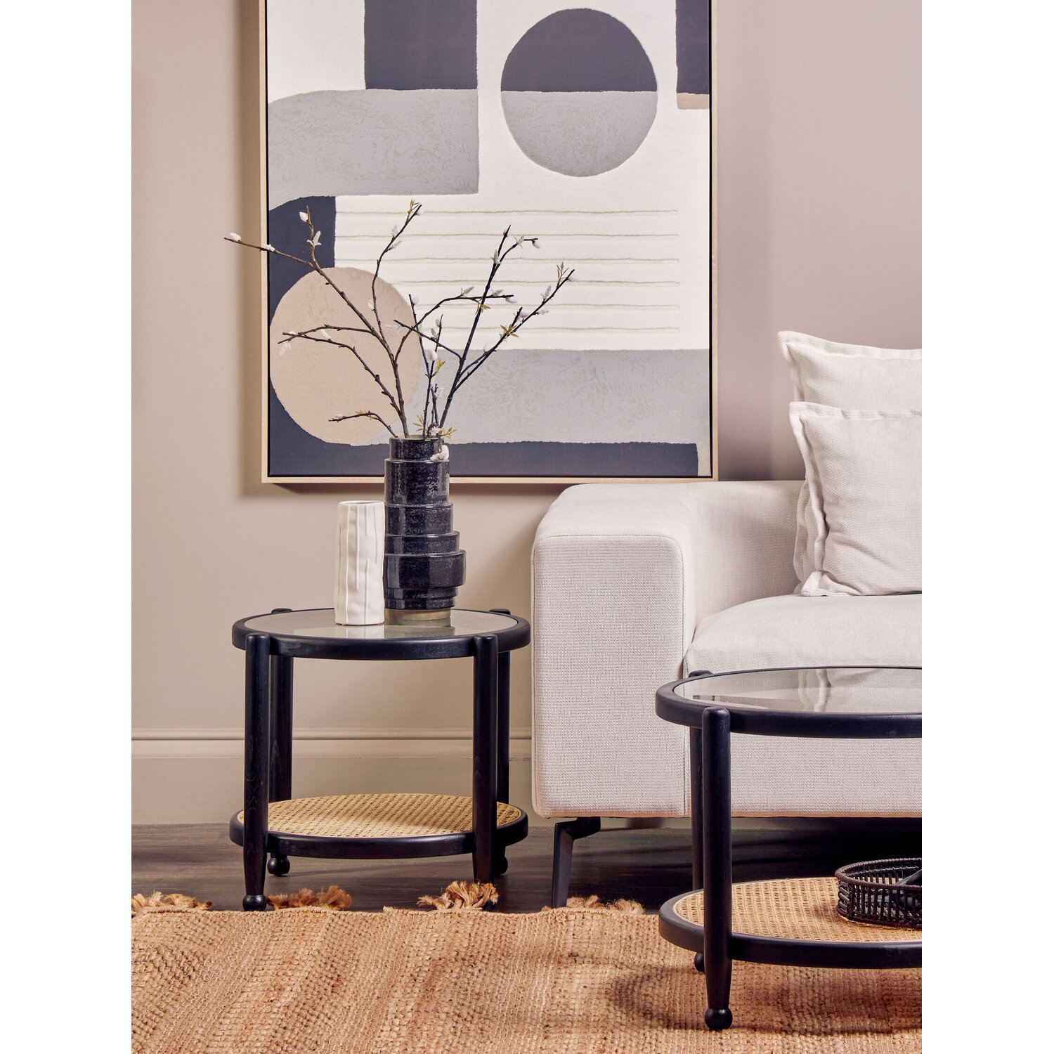 Cebu Rattan and Glass Side Table