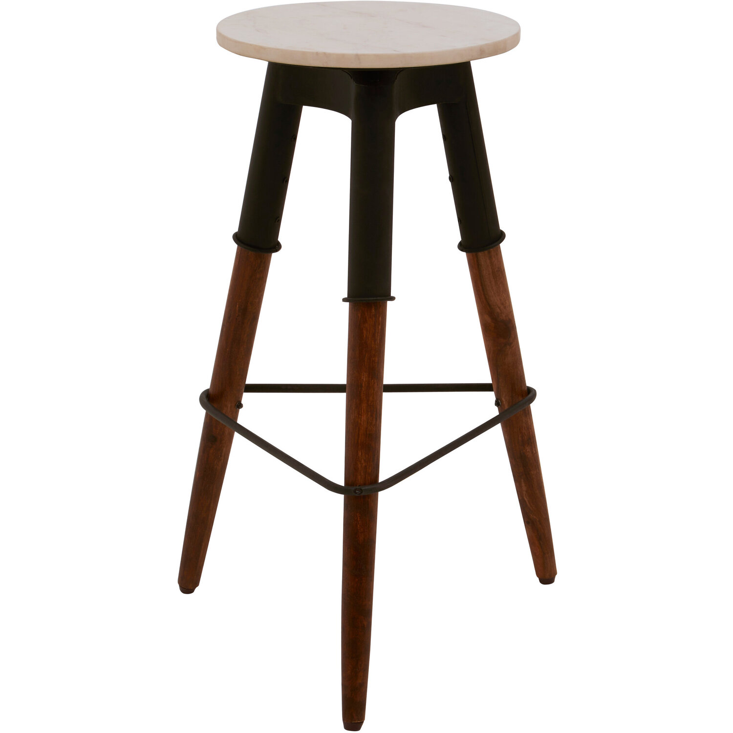 Vasco 3 Leg Bar Stool With Marble Top - Black