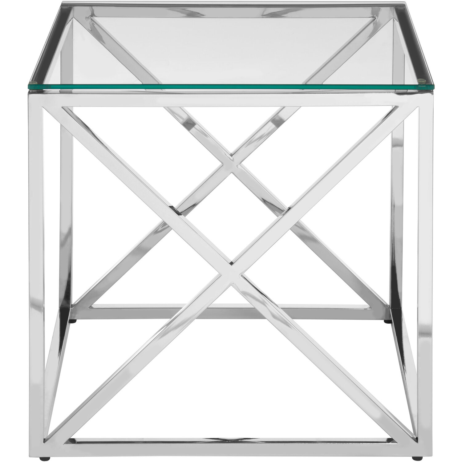 Allure End Table With Cross Base - Silver
