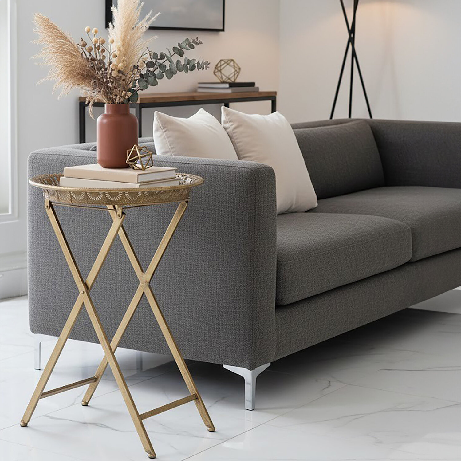 Reza Folding Tray Table - Gold