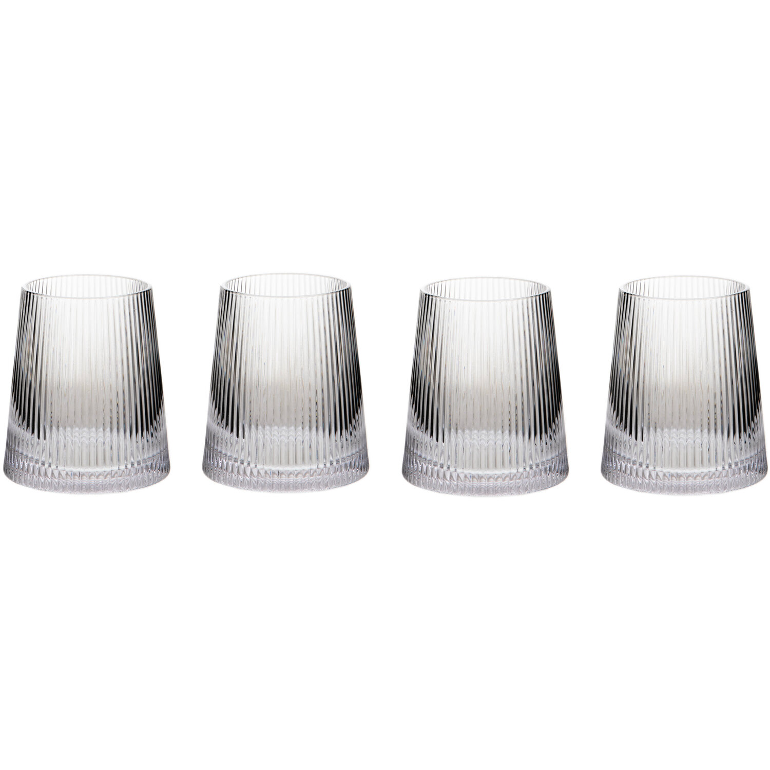 Eldon Set of 4 Ribbed Glass Tumblers - Transparent