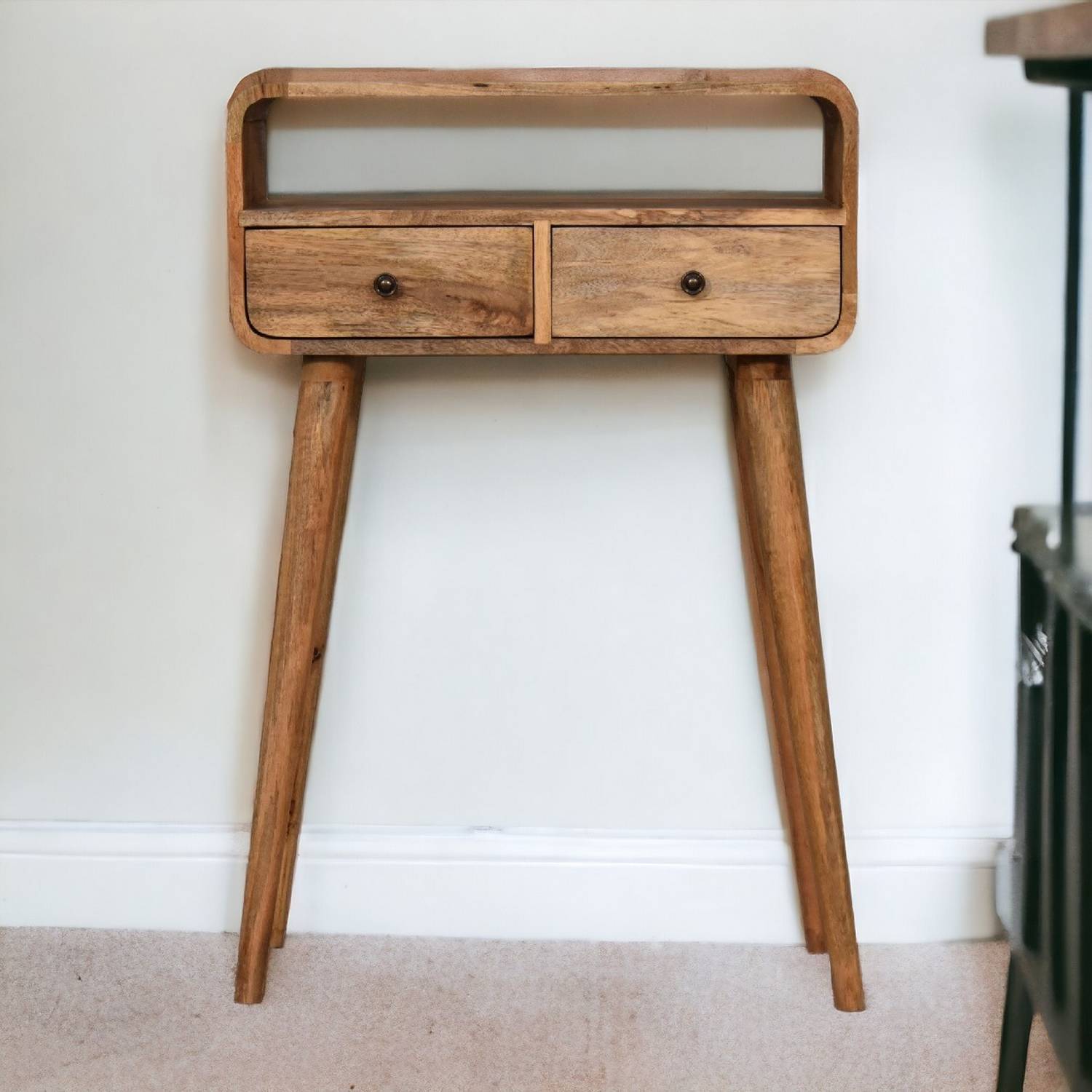 Artisan Furniture Solid Wood Mini Curved Console Table - Brown
