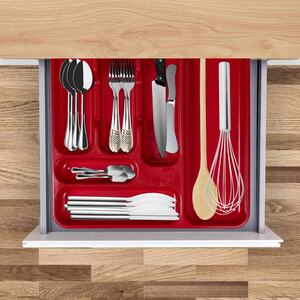 Large 6-Compartment Plastic Cutlery Tray Organizer - Red