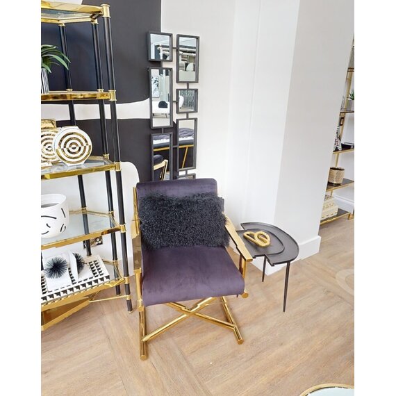 Hendricks Black Velvet Chair with Gold Cross Legs