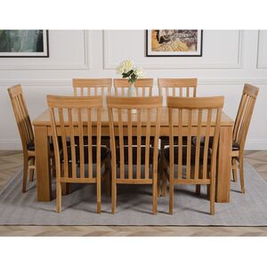 Dakot 182 x 92cm Oak Large Dining Table and 8 Harvard Chairs