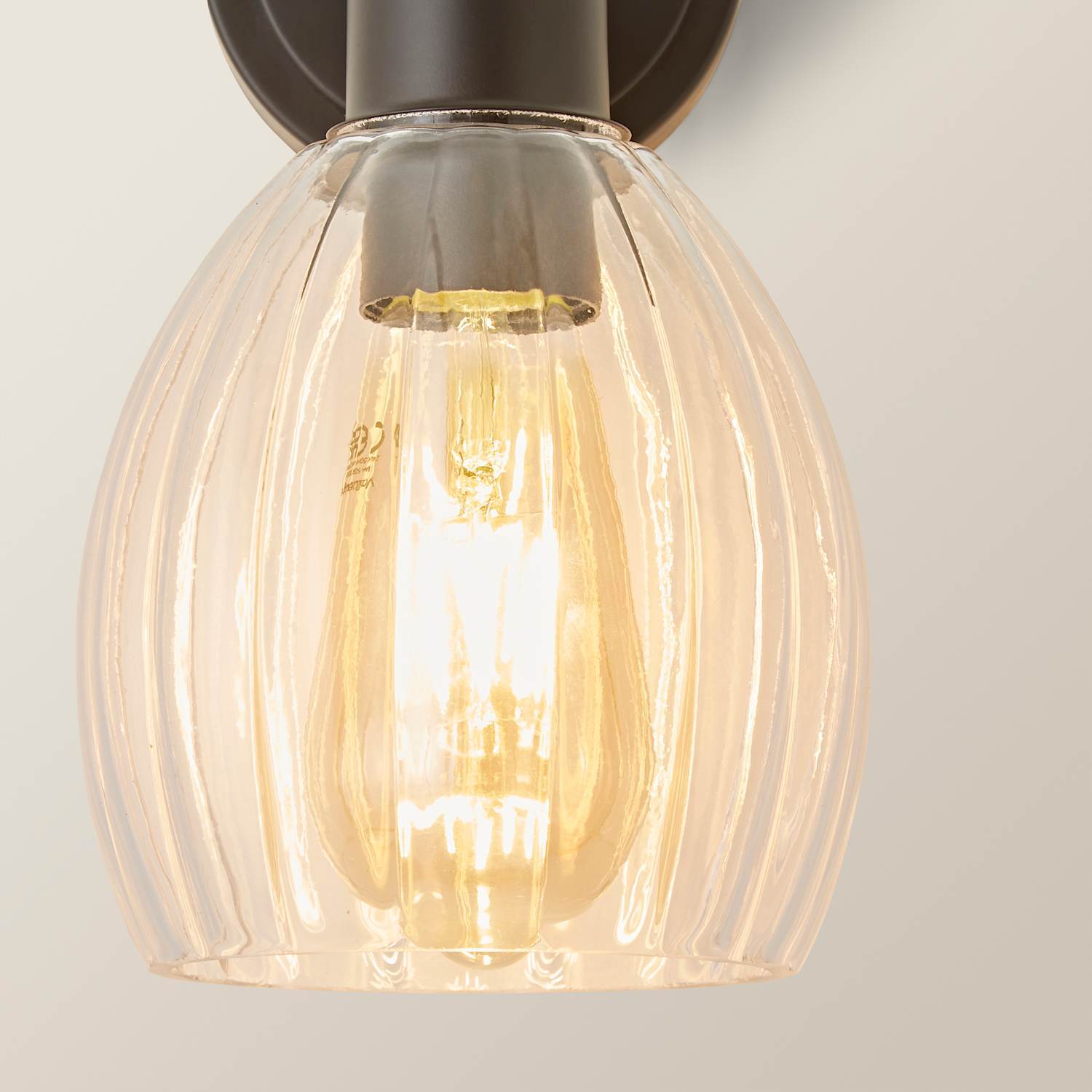 Valuelights Unisex Black Cheltenham Ribbed Glass Dome Adjustable Spotlight Wall Light With Bulb In - Image 4