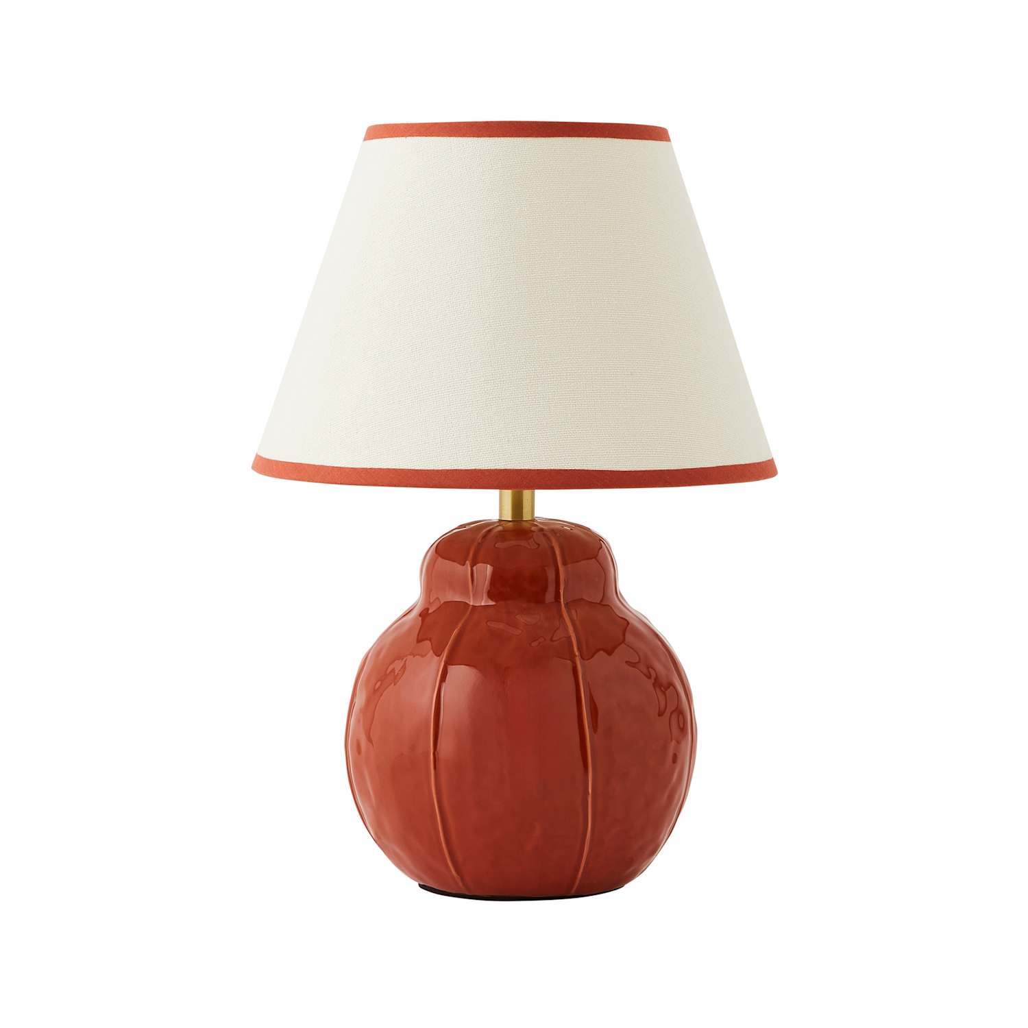 ValueLights Gourdette Burnt Orange Table Lamp with Tapered Trim Shade & Bulb - Image 4