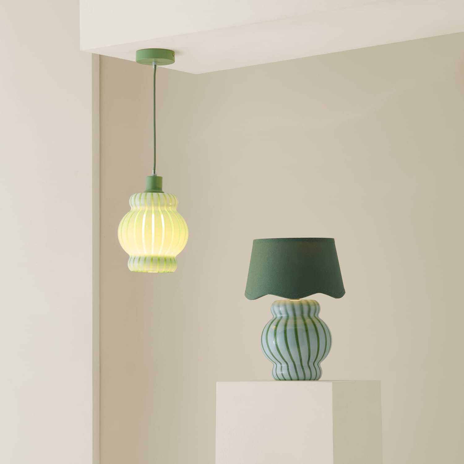 Valuelights Taffy Stripe Glass Pendant Ceiling Light - Green / 0